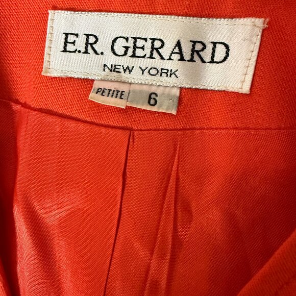 E.R. Gerard New York Orange/Tangerine Suit with Pleated Skirt Sz 6 - Picture 2 of 15